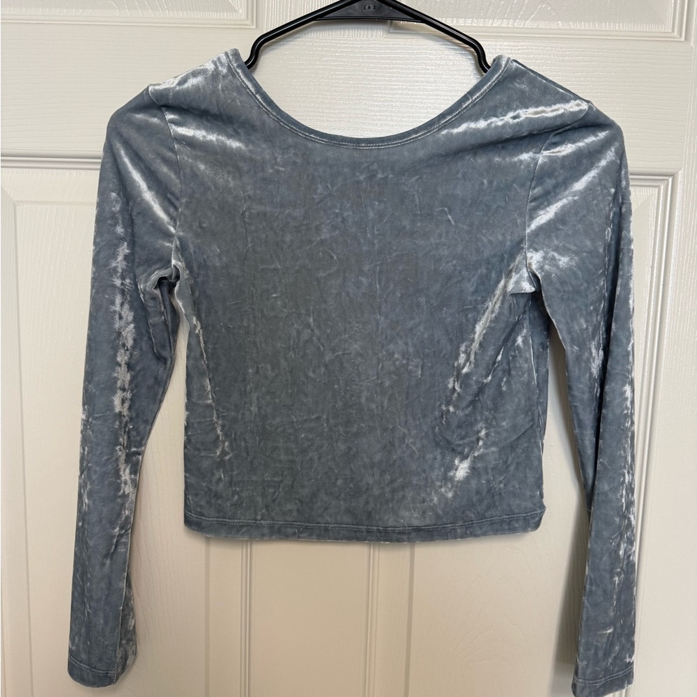 NWOT Gap Kids Velvet Blue Long Sleeve Top Size 8